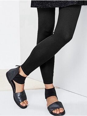 Eileen Fisher Ankle Strap Metallic Black Sandals Size 6.5